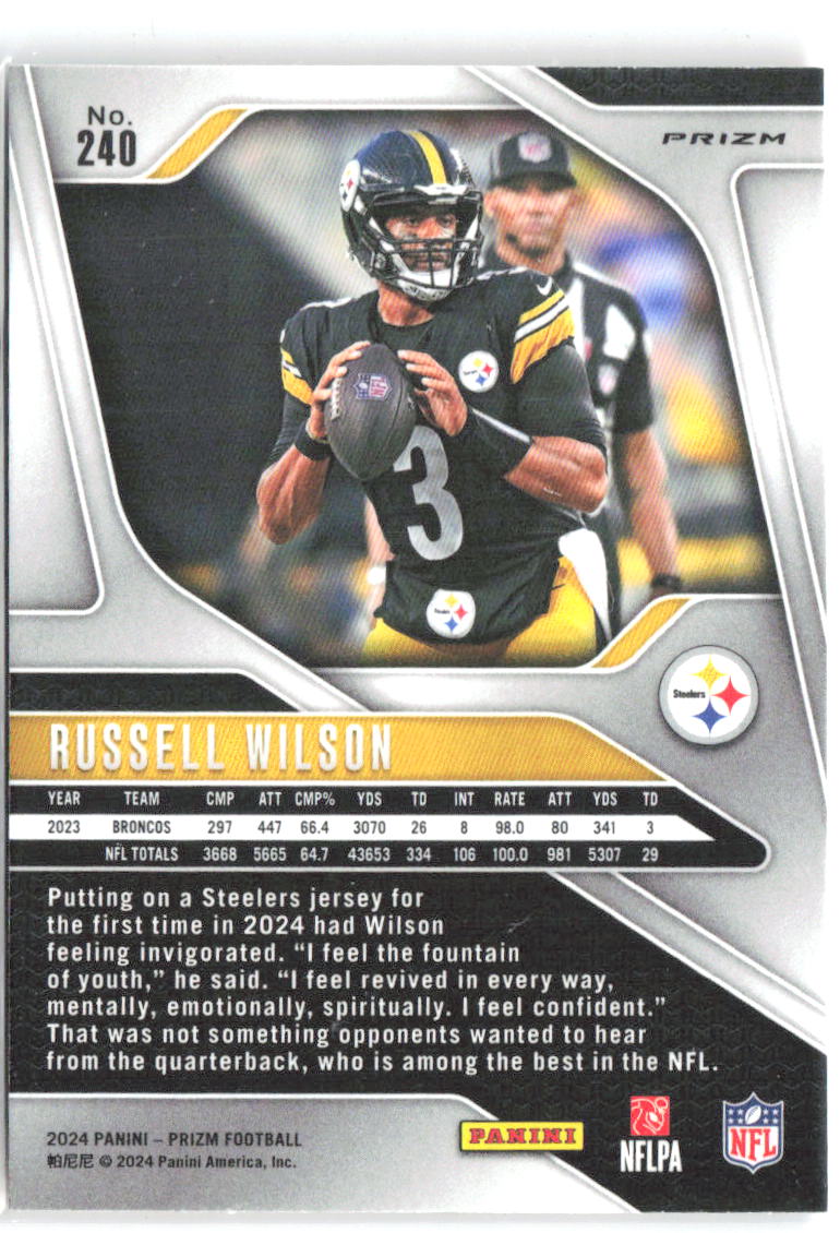 Russell Wilson Panini Prizm - Lazer 240 2024 Pittsburgh Steelers