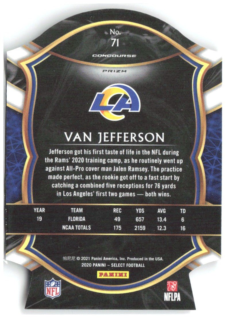 Van Jefferson Panini Select - Red Prizm Die Cut 71 2020 Los Angeles Rams