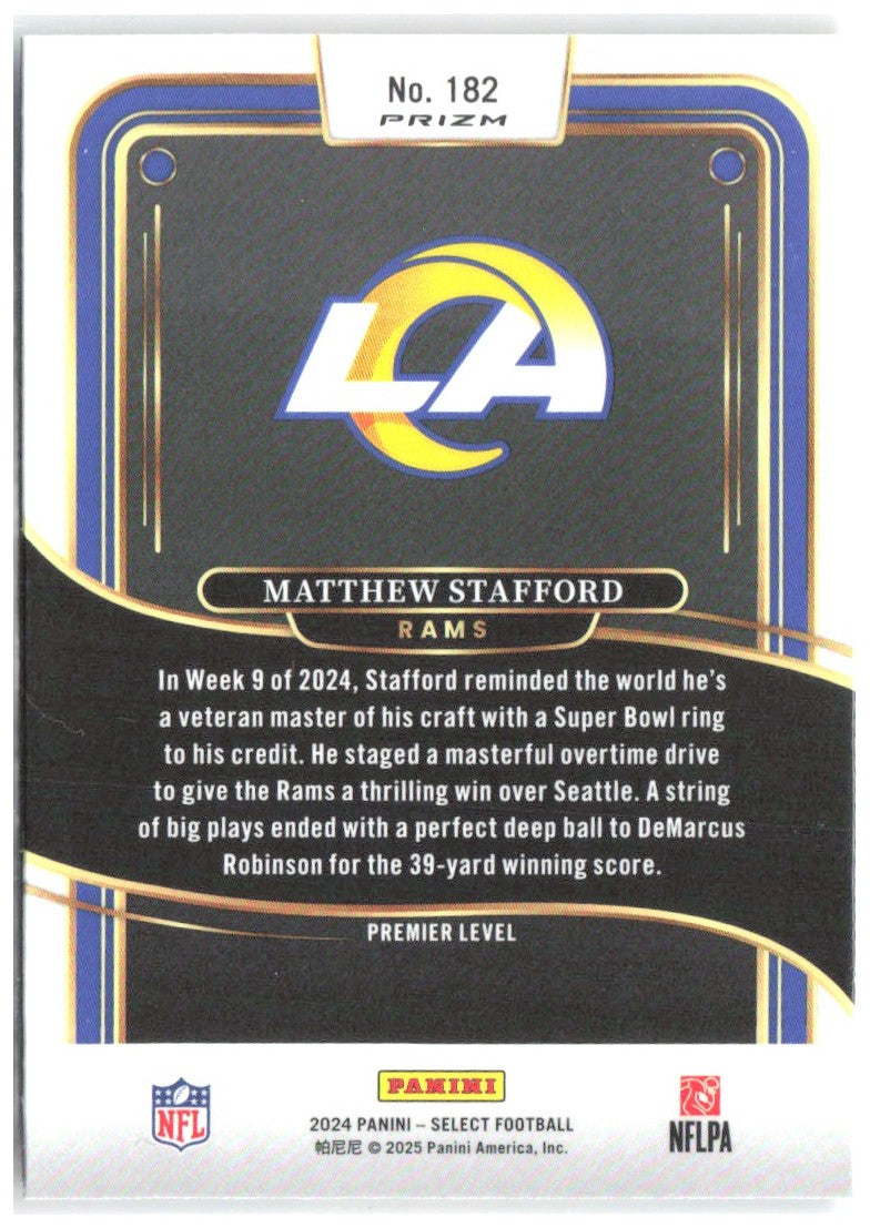 Matthew Stafford Select - Red & Yellow Prizm Shock 182 2024 Los Angeles Rams