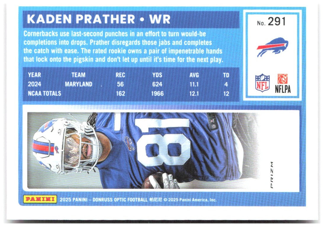 Kaden Prather Donruss Optic - Pink 291 2025 Buffalo Bills