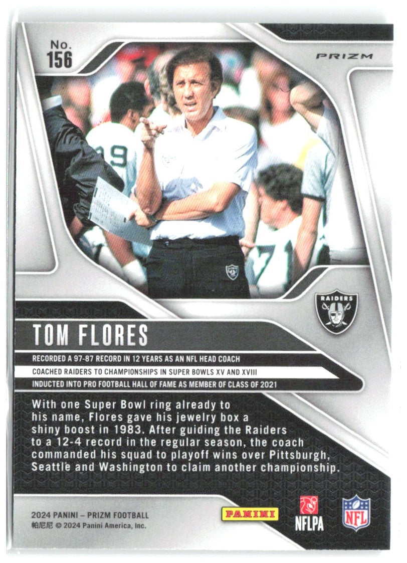 Tom Flores Panini Prizm - Green 156 2024 Los Angeles Raiders
