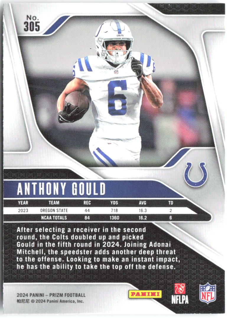 Anthony Gould Panini Prizm 305 2024 Indianapolis Colts RC