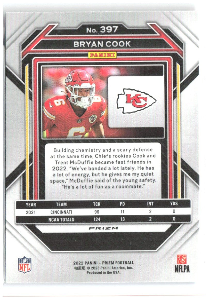 Bryan Cook Panini Prizm - Red White and Blue 397 2022 Kansas City Chiefs