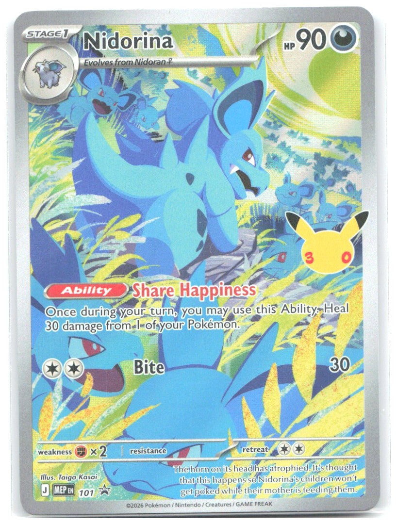 Nidorina 30th Celebration Holo Promo ME Mega Evolution Promo 101 NM Taiga Kasai