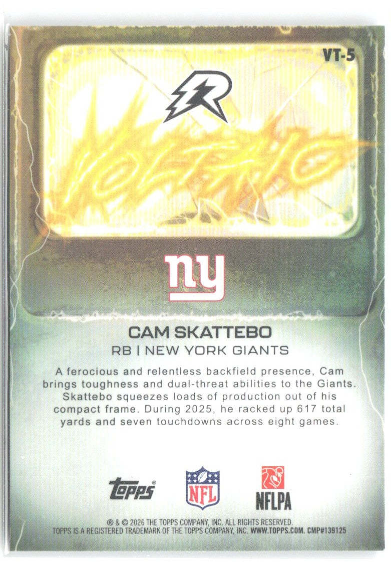 Cam Skattebo Topps Resurgence - Voltaic Refractor VT-5 2025 New York Giants