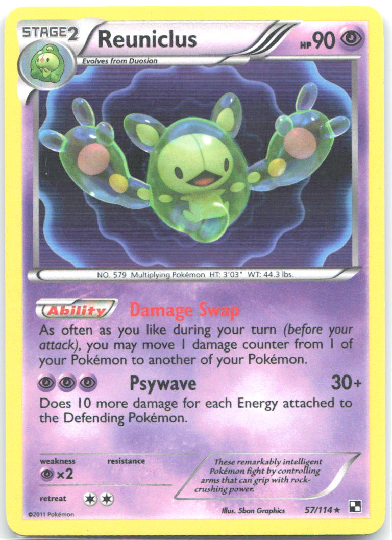 Reuniclus Holo Rare Black and White 57/114 NM 5ban Graphics