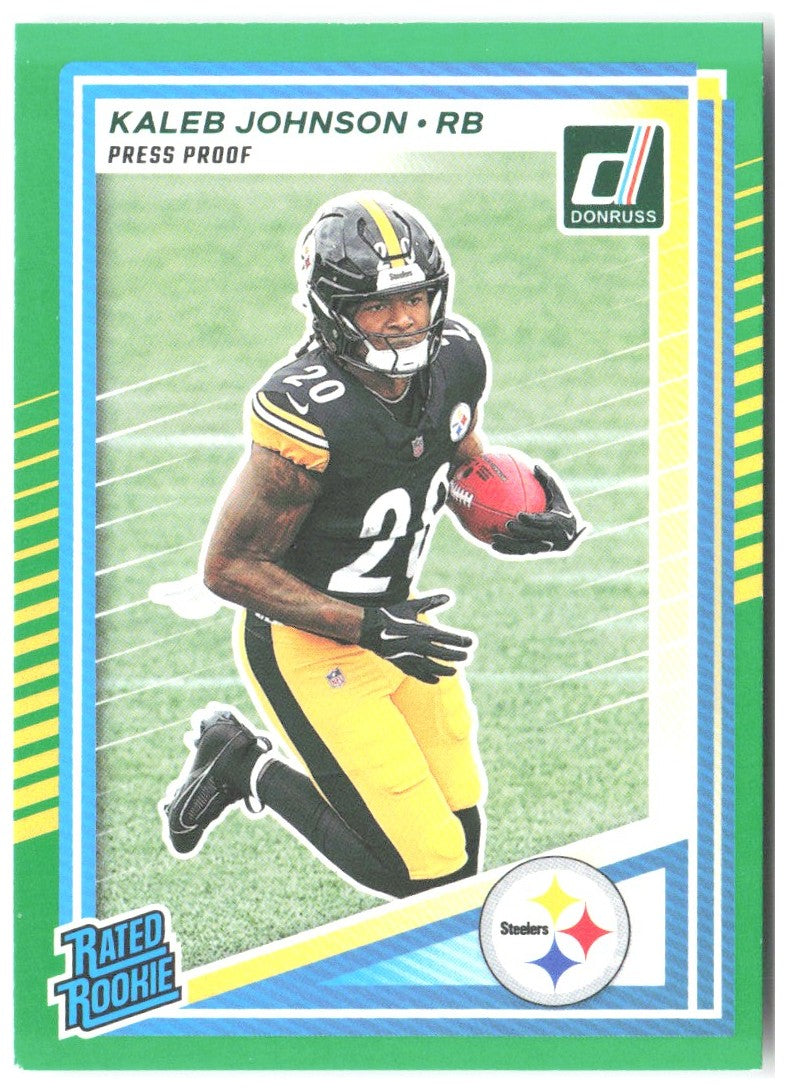 Kaleb Johnson Donruss - Press Proofs Green 322 2025 Pittsburgh Steelers