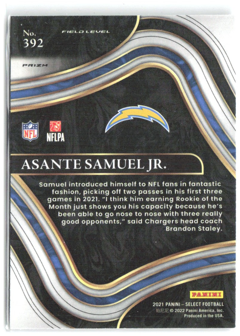 Asante Samuel Jr. Panini Select - Silver Prizm 392 2021 Los Angeles Chargers