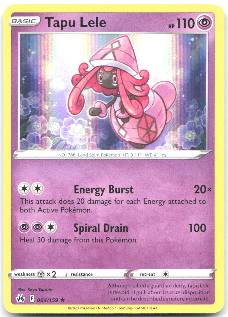 Tapu Lele Holo Rare SWSH Crown Zenith 064/159 NM Saya Tsuruta