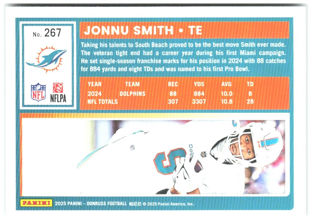 Jonnu Smith Donruss - Press Proofs Green 267 2025 Miami Dolphins