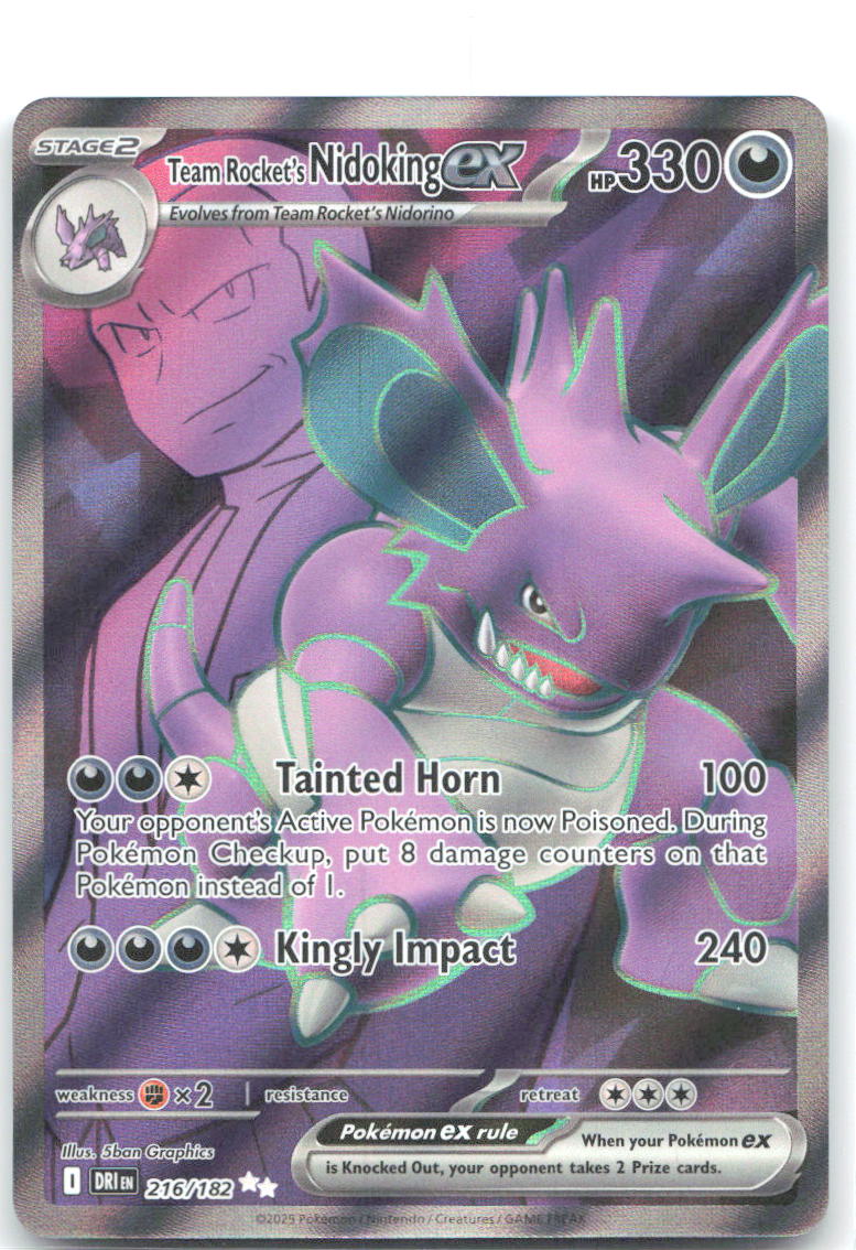 Team Rocket's Nidoking ex Ultra Rare Destined Rivals 216/182 NM 5ban Graphics