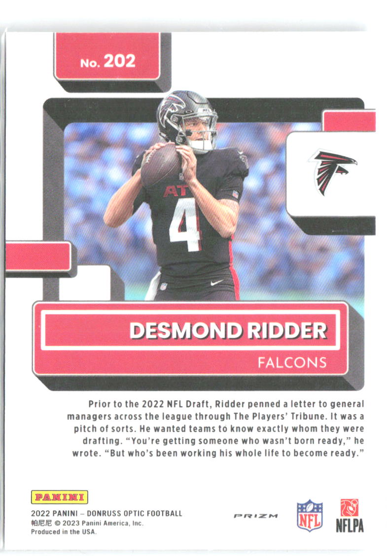 Desmond Ridder Donruss Optic - Holo 202 2022 Atlanta Falcons