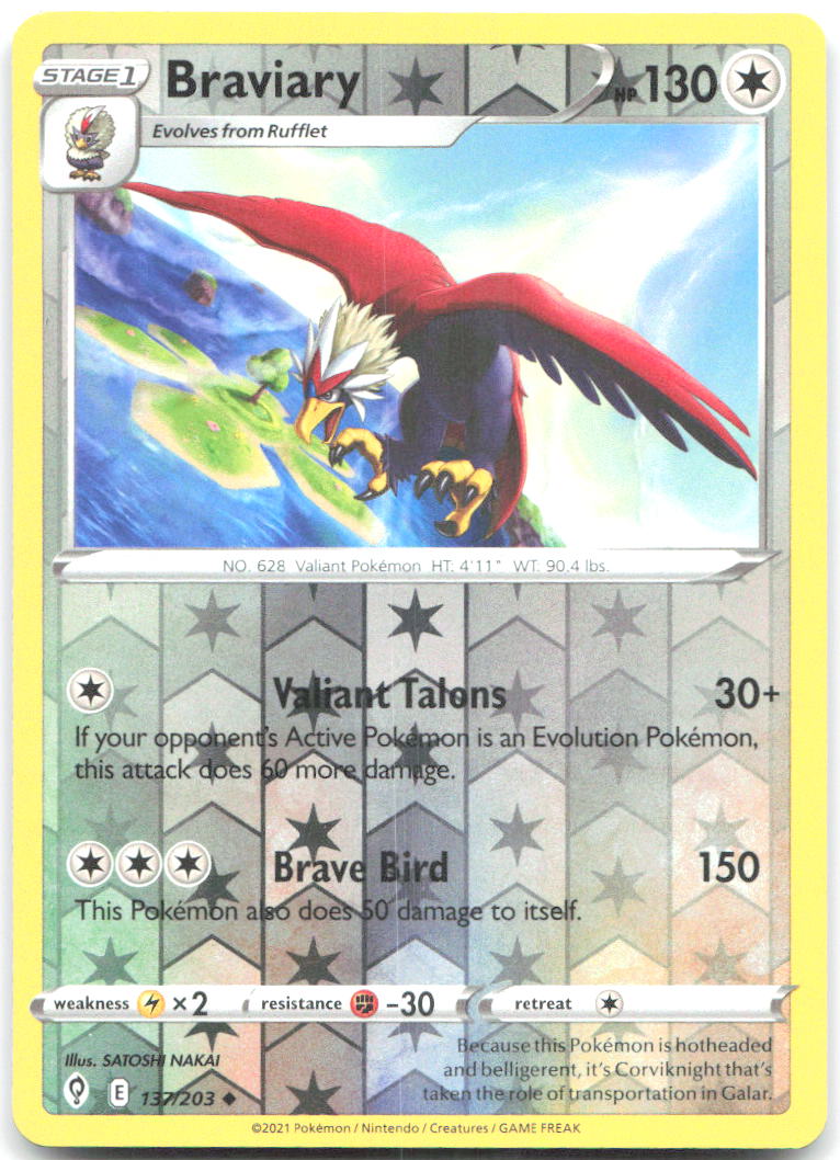 Braviary Reverse Holo Uncommon SWSH07 Evolving Skies 137/203 NM SATOSHI NAKAI