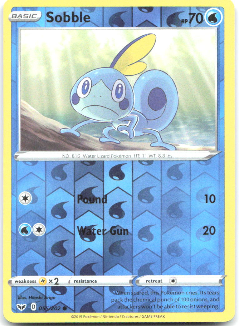 Sobble 055 Reverse Holo Common SWSH01 Sword & Shield Base Set 055/202 NM
