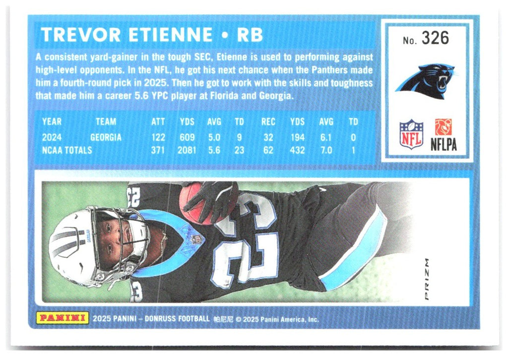 Trevor Etienne Donruss - Optic Rated Rookies Pink 326 2025 Carolina Panthers