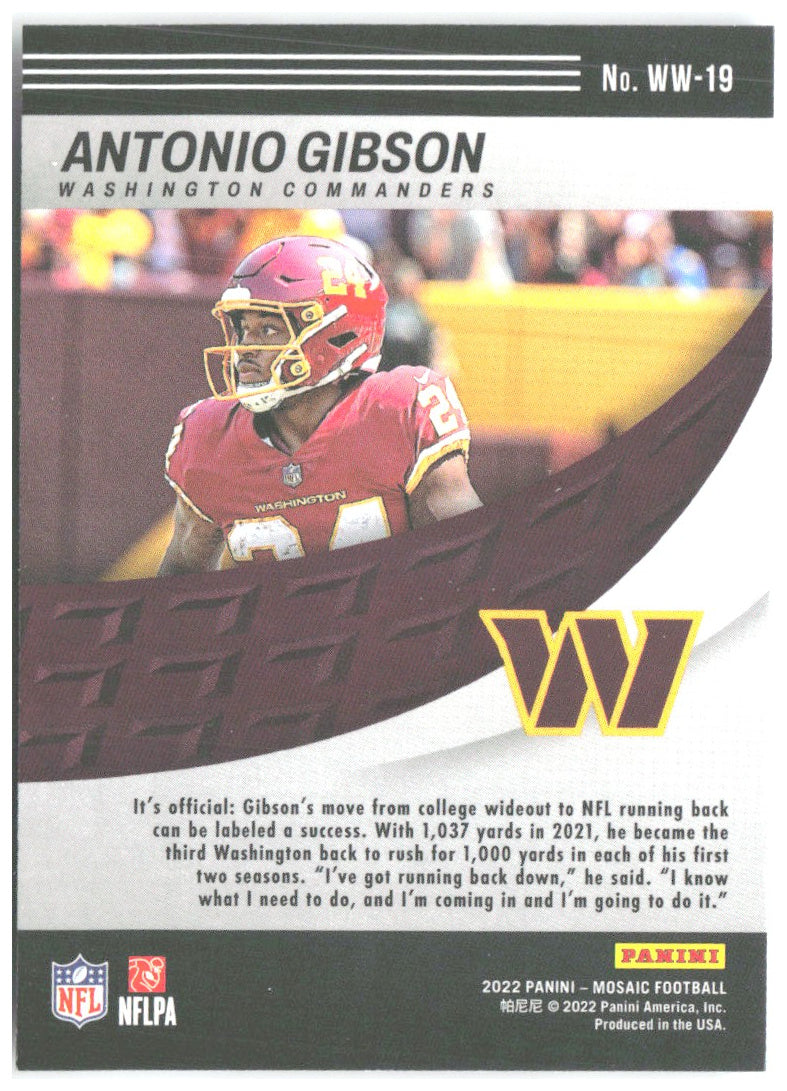 Antonio Gibson Panini Mosaic - Will to Win WW-19 2022 Washington Commanders
