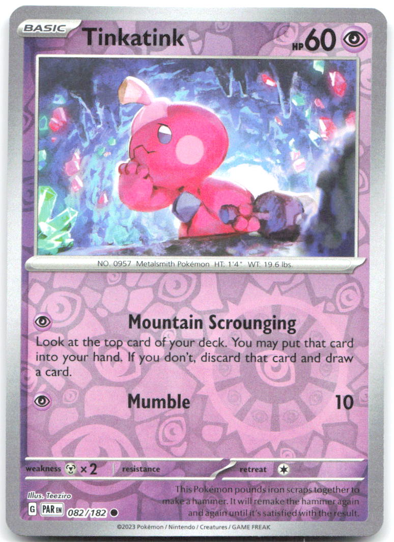 Tinkatink Reverse Holo Common SV04 Paradox Rift 082/182 NM Teeziro