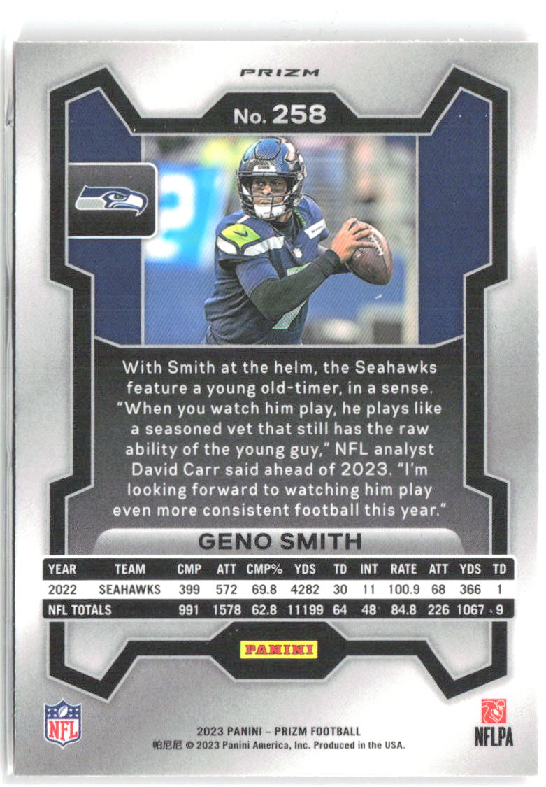 Geno Smith Panini Prizm - Lazer 258 2023 Seattle Seahawks