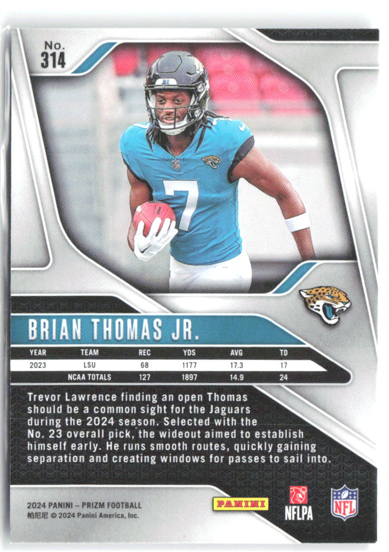 Brian Thomas Jr. Panini Prizm 314 2024 Jacksonville Jaguars RC