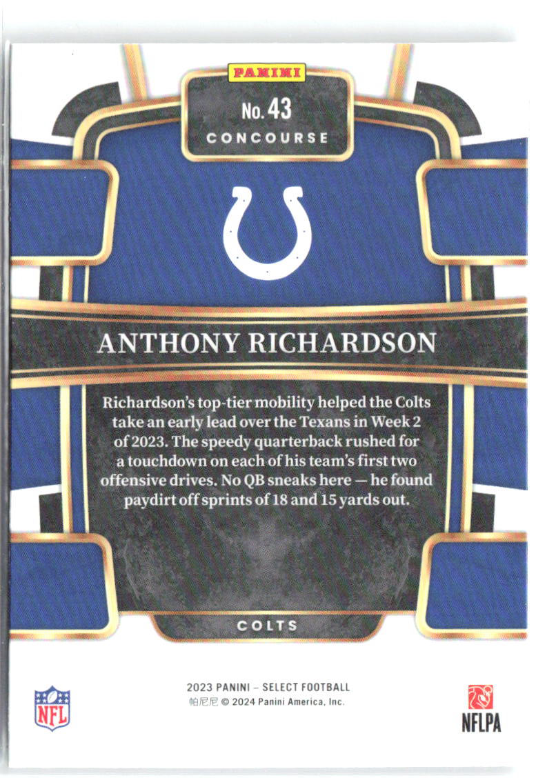 Anthony Richardson Panini Select 43 2023 Indianapolis Colts RC