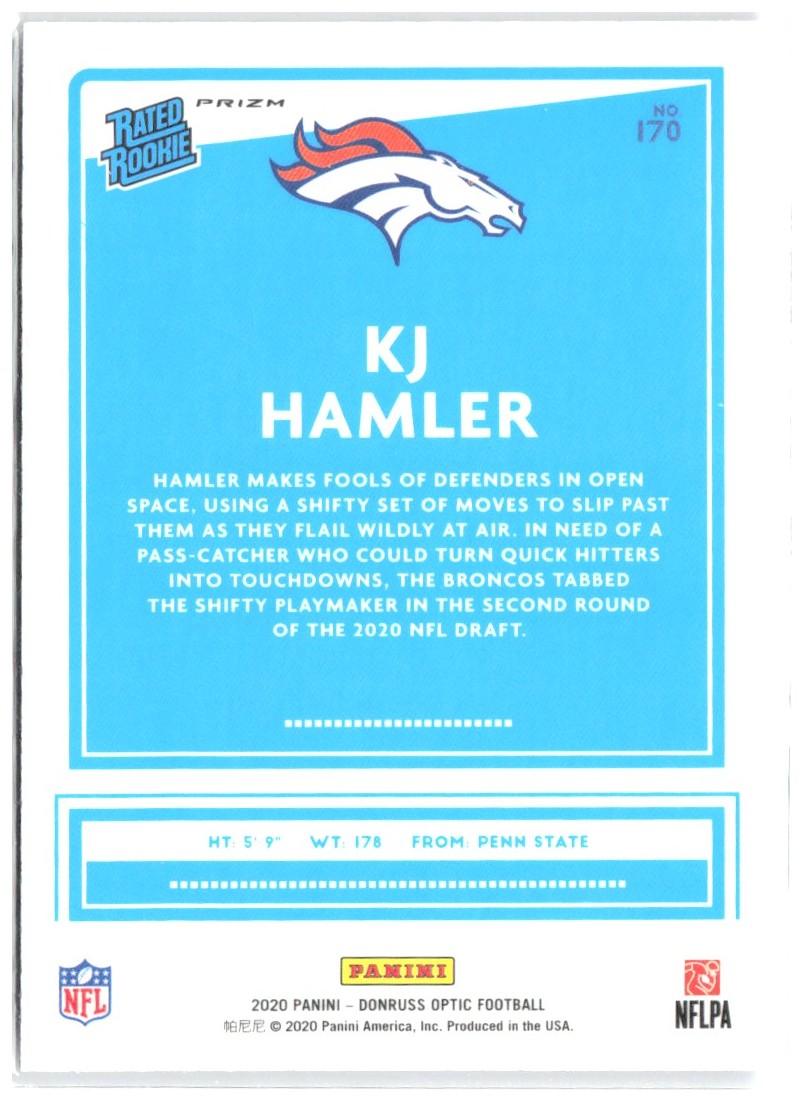KJ Hamler Donruss Optic - Blue Scope 170 2020 Denver Broncos