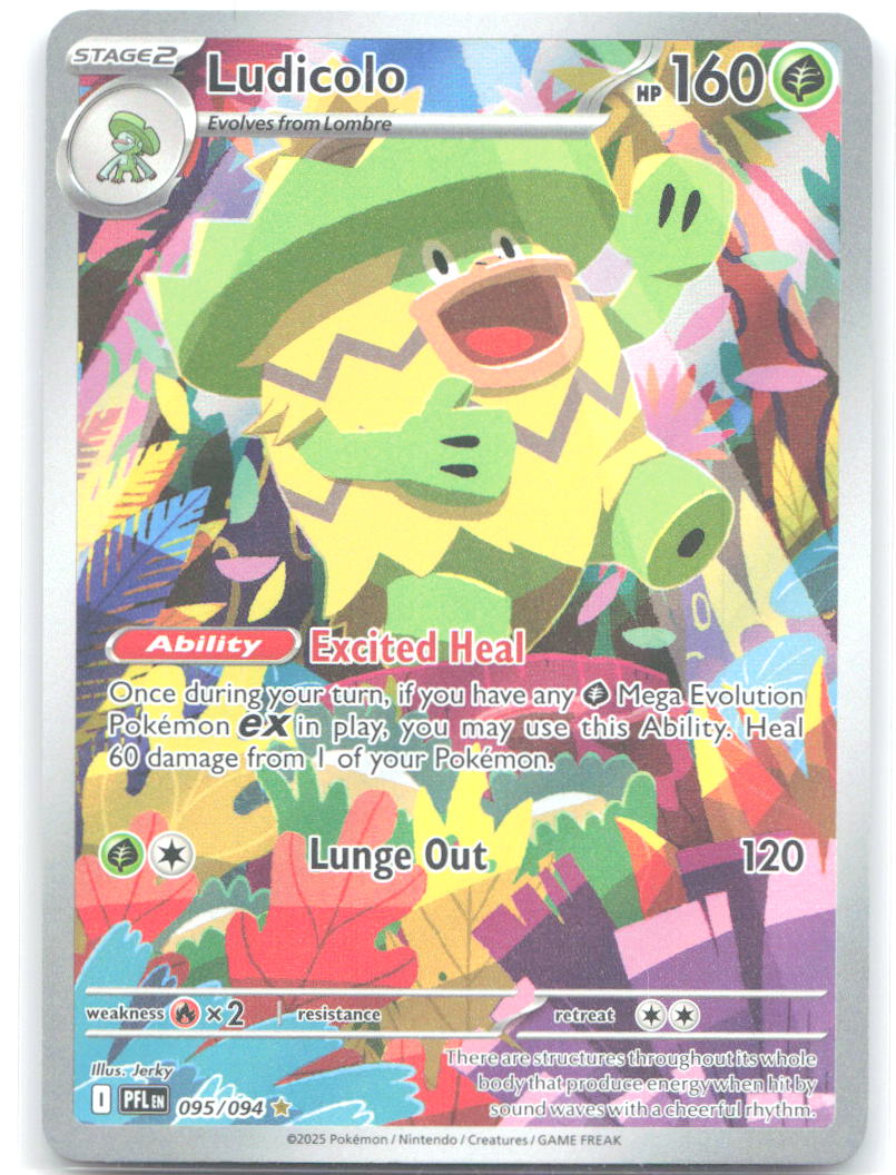 Ludicolo Holo Illustration Rare ME02: Phantasmal Flames 095/094 NM Jerky