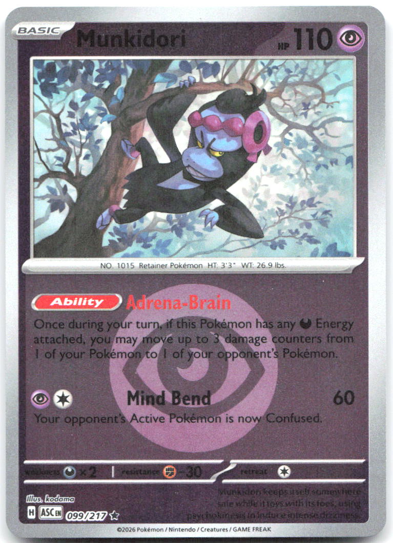 Munkidori Energy Symbol Pattern Reverse Holo Rare ME Ascended Heroes 099/217 NM