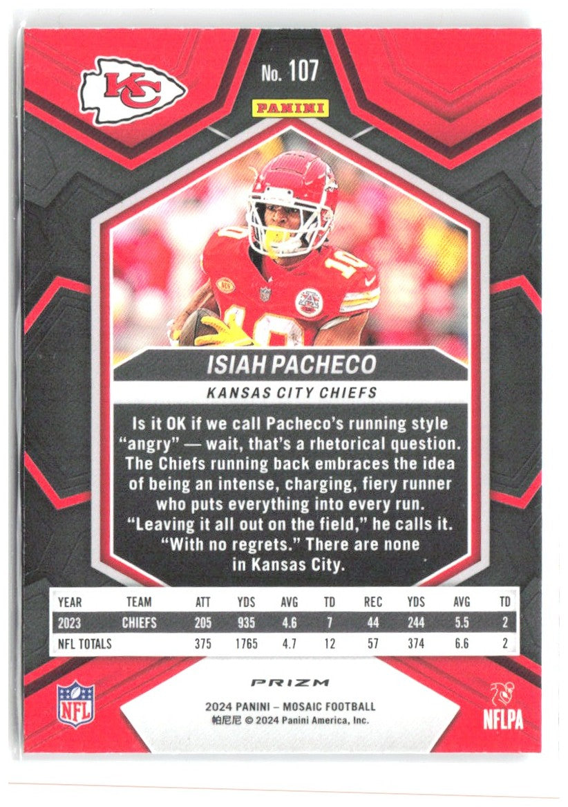 Isiah Pacheco Panini Mosaic - Mosaic 107 2024 Kansas City Chiefs