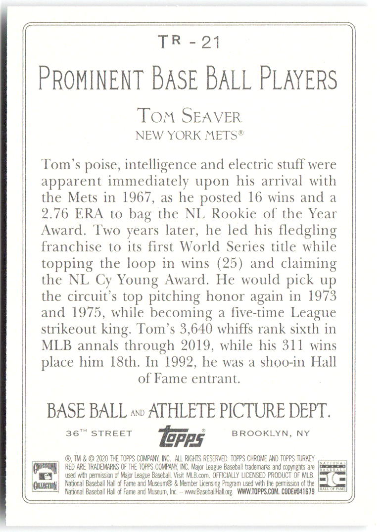 Tom Seaver Topps Holiday - Originals 2025 Foil Buybacks TR-21 2025 New York Mets