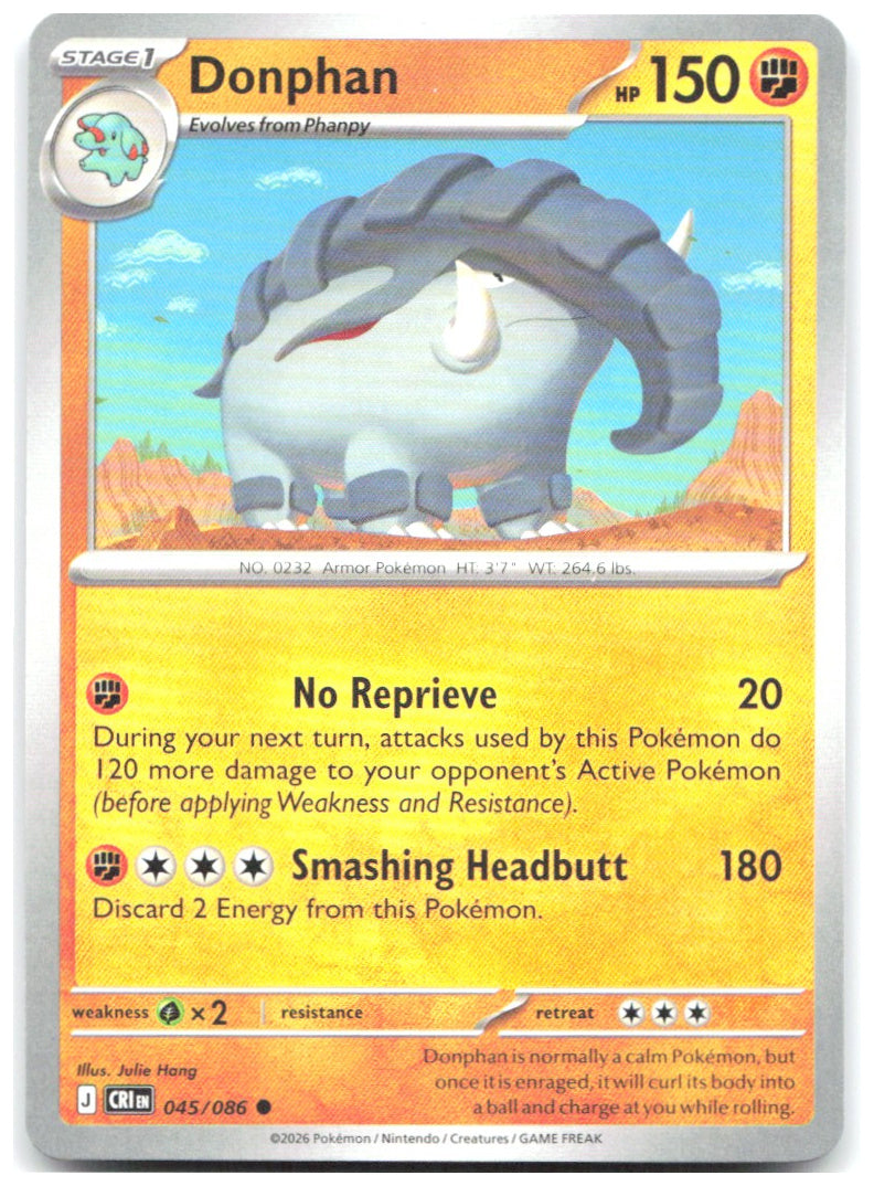 Donphan Common ME04 Chaos Rising 045/086 NM Julie Hang