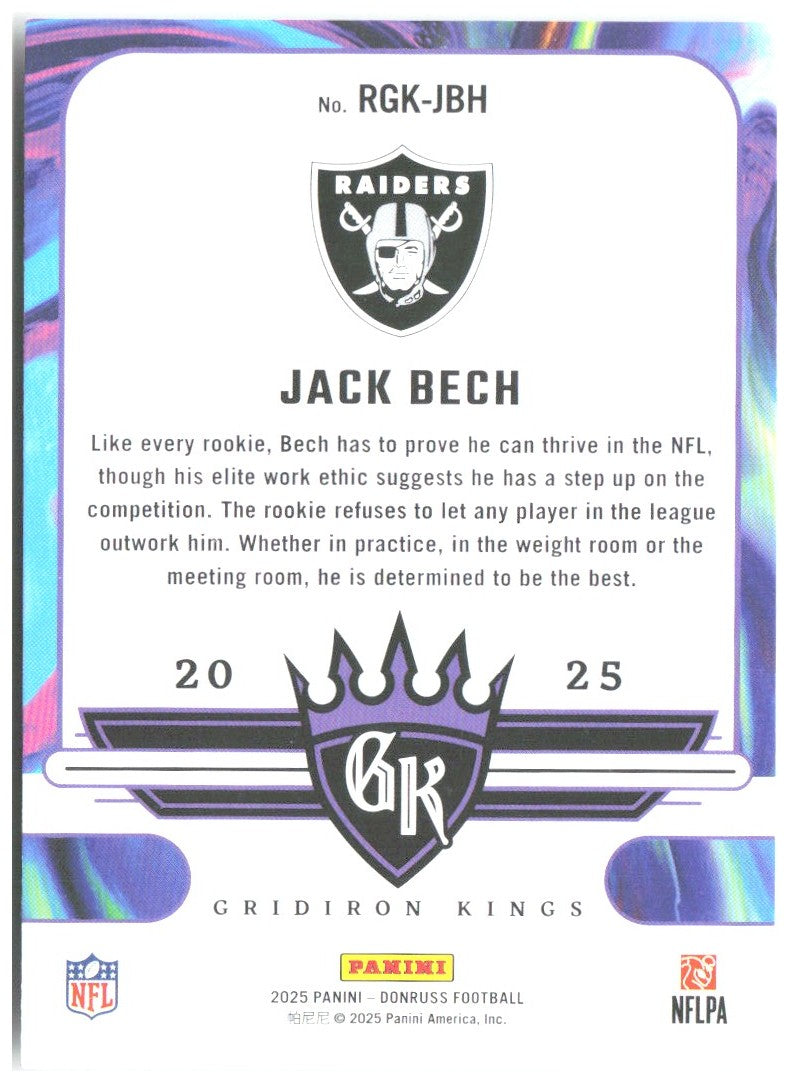 Jack Bech Donruss - Rookie Gridiron Kings RGK-JBH 2025 Las Vegas Raiders
