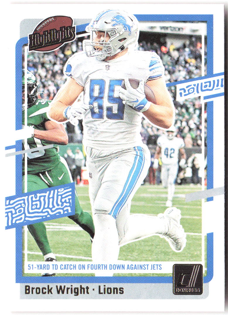 Brock Wright Donruss - Highlights Holo H-BW 2023 Detroit Lions /100