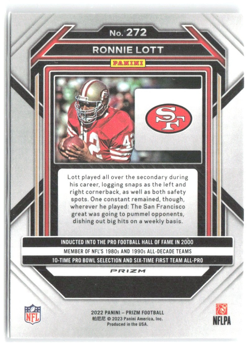 Ronnie Lott Panini Prizm - Silver 272 2022 San Francisco 49ers