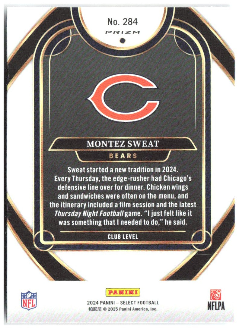 Montez Sweat Panini Select - Red & Yellow Prizm Shock 284 2024 Chicago Bears