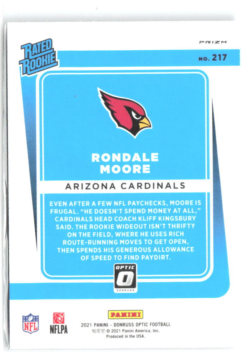 Rondale Moore Donruss Optic - Holo 217 2021 Arizona Cardinals