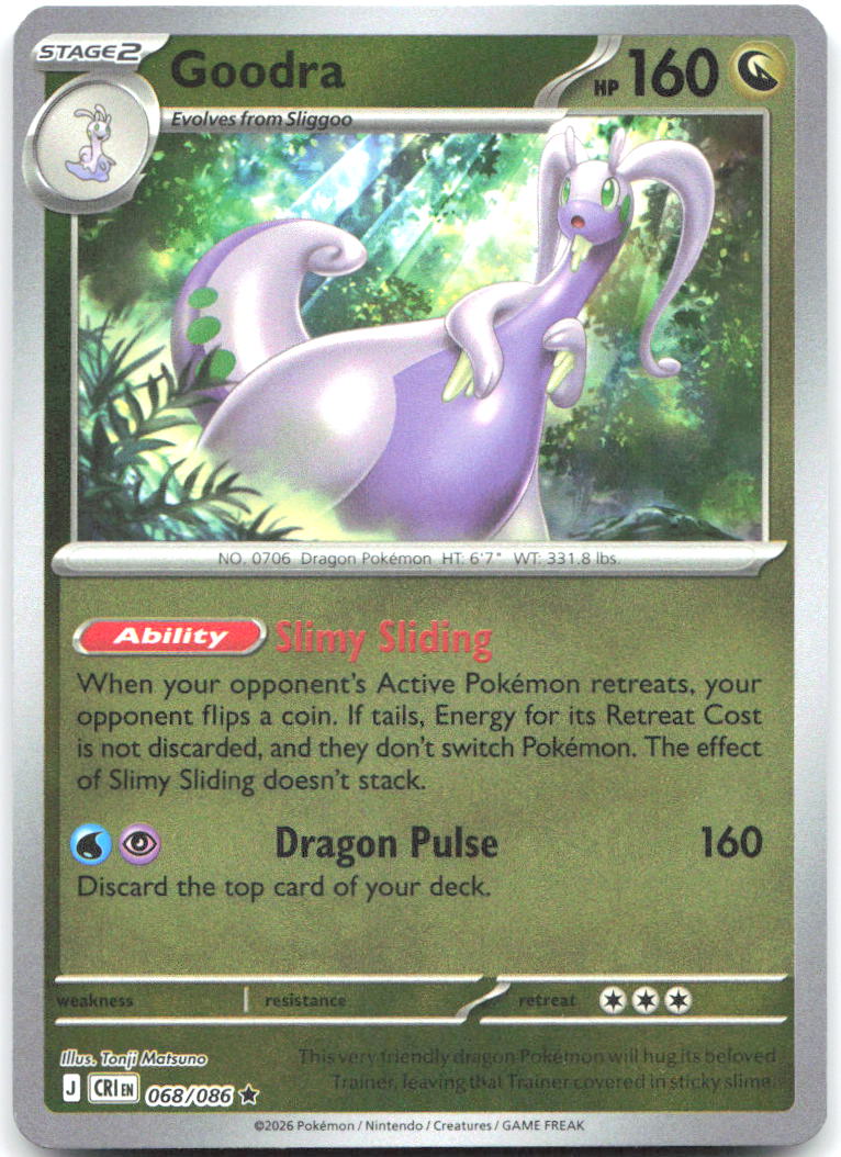 Goodra Reverse Holo Rare ME04 Chaos Rising 068/086 NM Tonji Matsuno