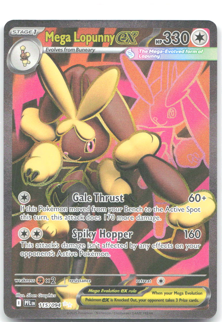 Mega Lopunny ex Holo Ultra Rare ME02: Phantasmal Flames 115/094 NM 5ban Graphics