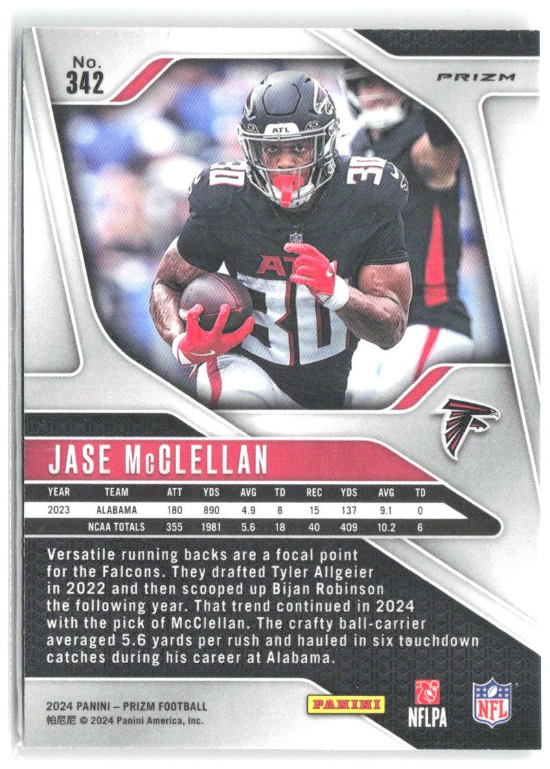 Jase McClellan Panini Prizm - Lazer 342 2024 Atlanta Falcons
