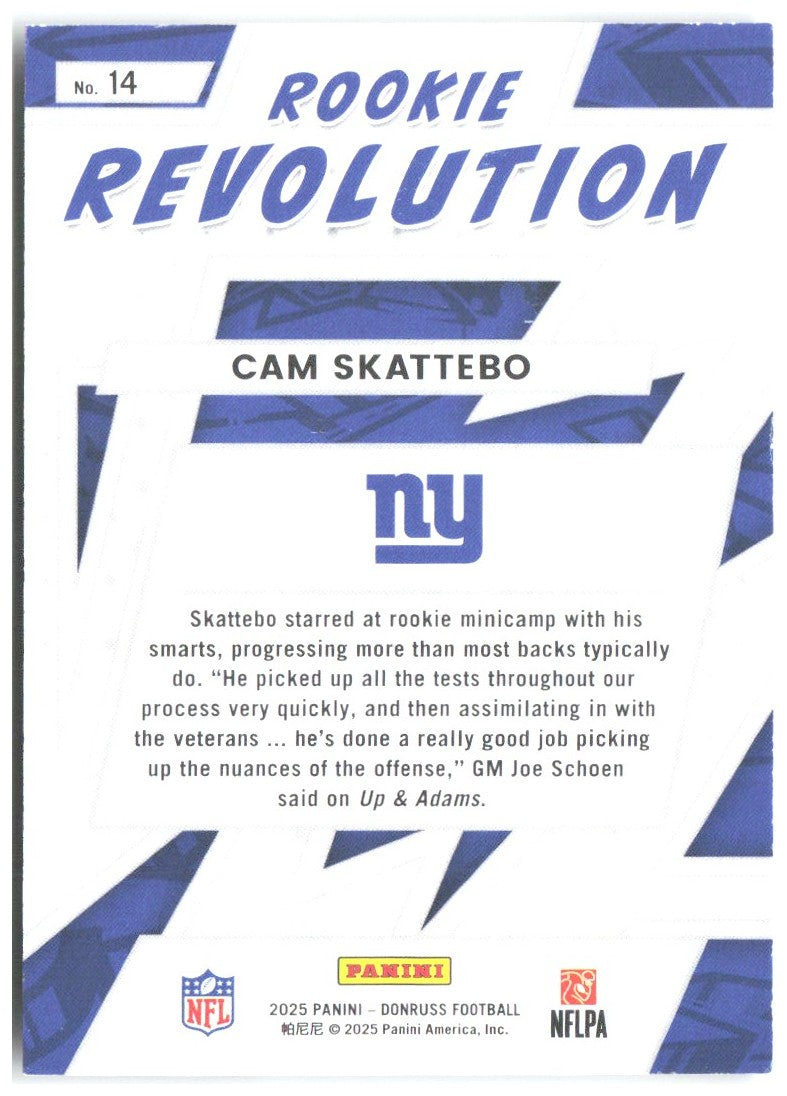Cam Skattebo Donruss - Rookie Revolution 14 2025 New York Giants