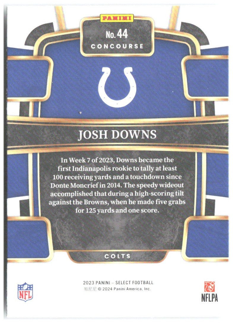Josh Downs Panini Select 44 2023 Indianapolis Colts RC