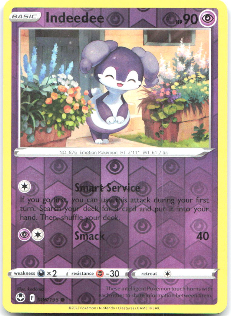Indeedee Reverse Holo Common SWSH12 Silver Tempest 086/195 NM kodama