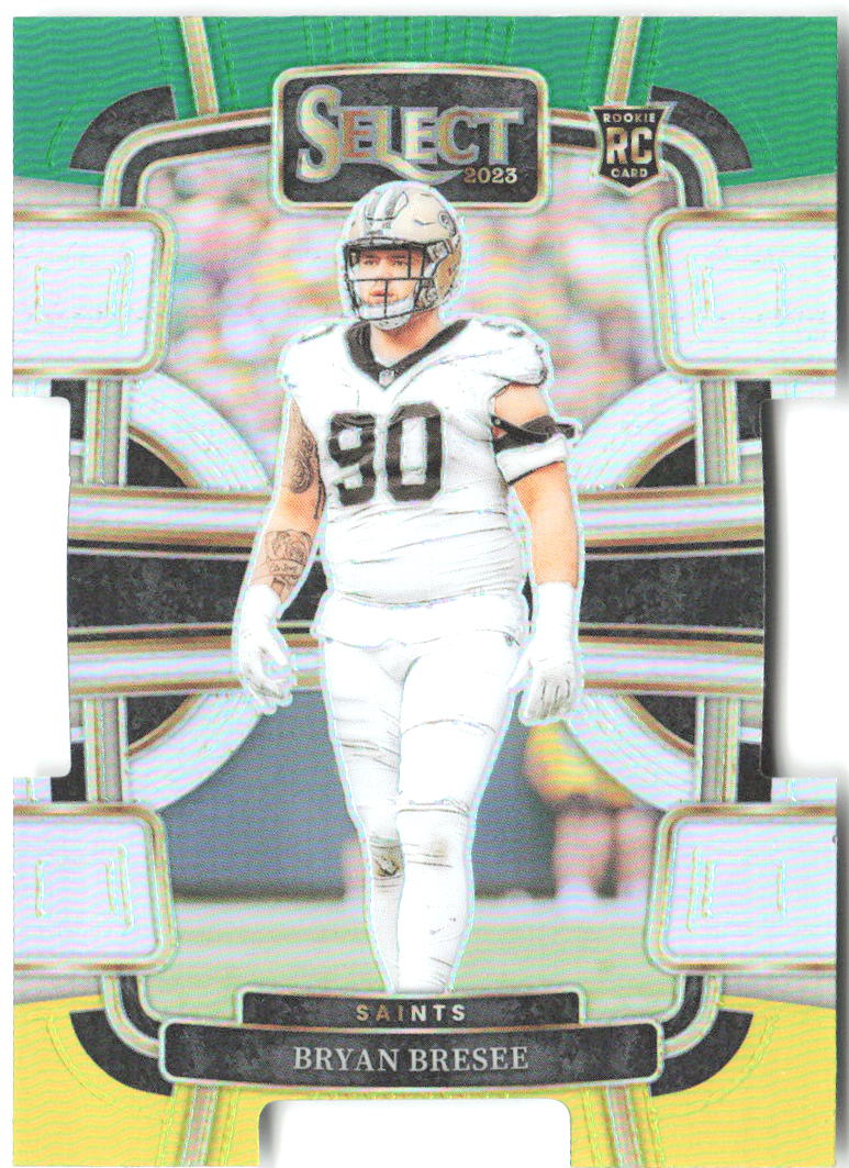 Bryan Bresee Select Green and Yellow Prizms Die Cuts 72 2023 New Orleans Saints