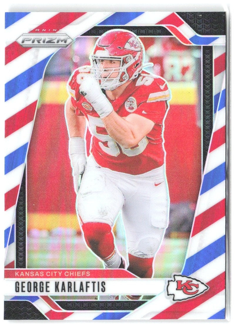 George Karlaftis Panini Prizm - Red White and Blue 142 2024 Kansas City Chiefs