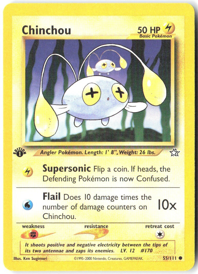Chinchou 1st Edition Common Neo Genesis 055/111 NM Ken Sugimori