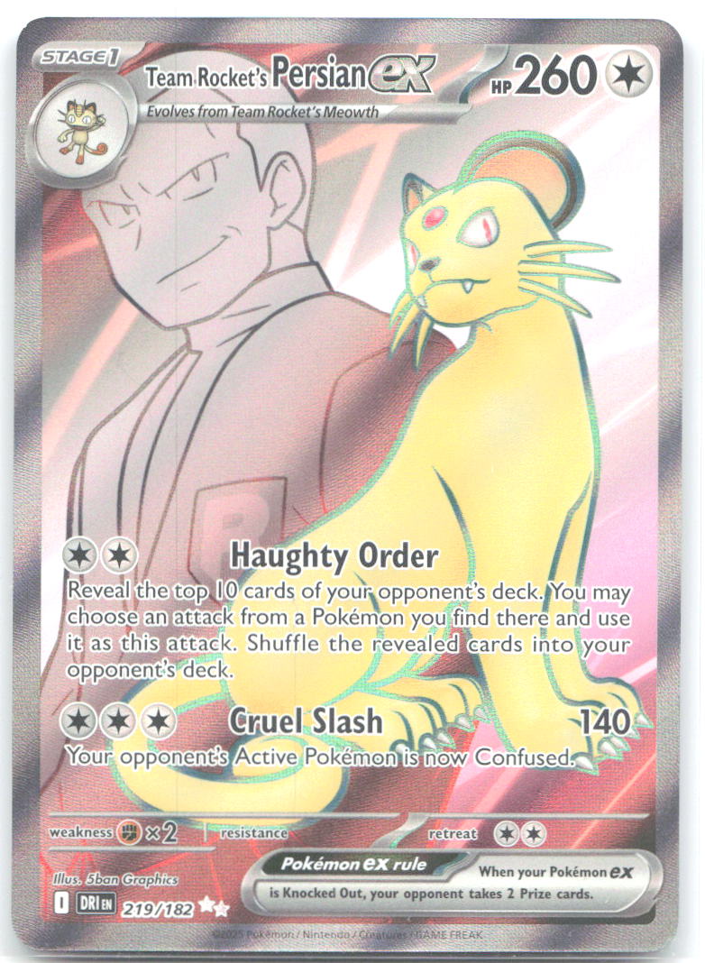 Team Rocket's Persian ex Ultra Rare Destined Rivals 219/182 NM Hideki Ishikawa
