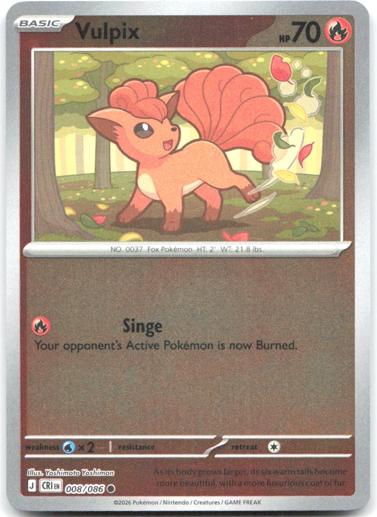 Vulpix Reverse Holo Common ME04: Chaos Rising 008/086 NM Yoshimoto Yoshimon