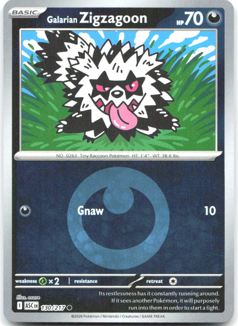 Galarian Zigzagoon Energy Symbol Pattern Reverse Holo Ascended Heroes 130/217 NM