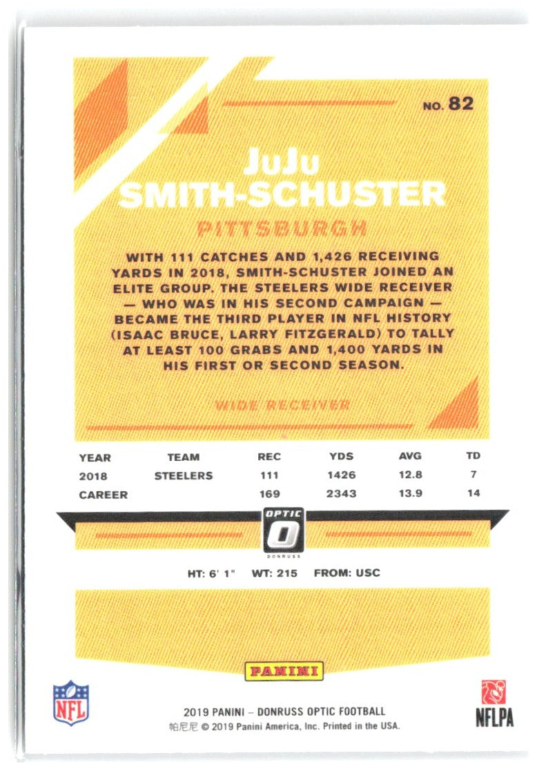 JuJu Smith-Schuster Donruss Optic 82 2019 Pittsburgh Steelers