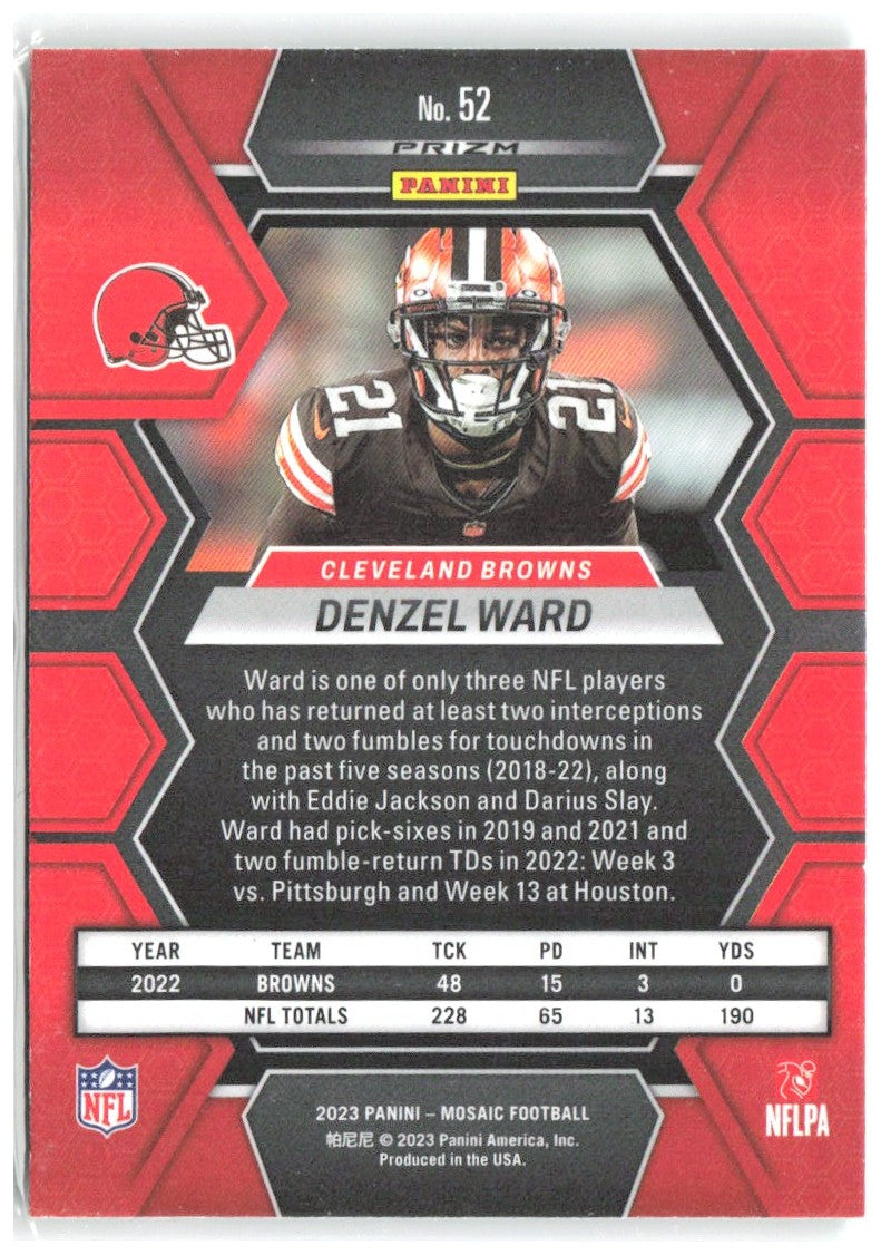 Denzel Ward Panini Mosaic - Green Mosaic 52 2023 Cleveland Browns