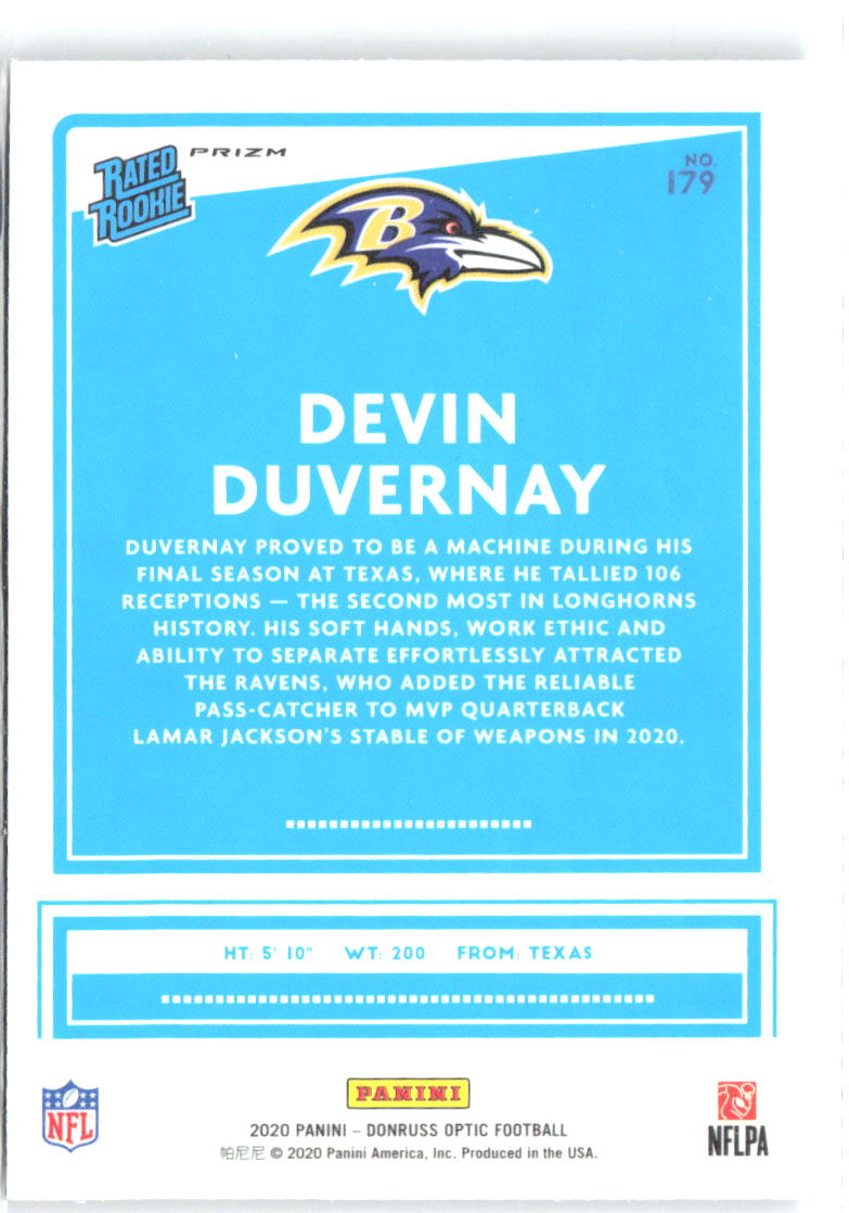 Devin Duvernay Donruss Optic - Teal Velocity 179 2020 Baltimore Ravens